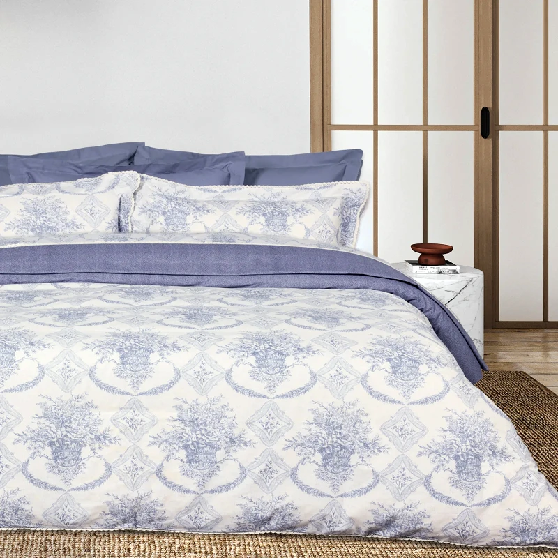 Das Home Σετ Σεντόνια King Size 4 Τεμαχίων Das Home 1696 Blue- Ecru 250x270