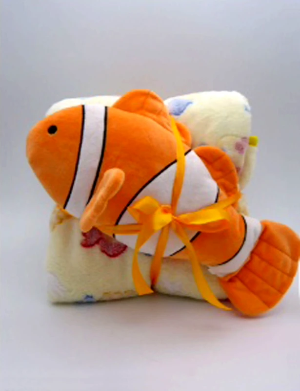 Silk Fashion Σετ Βρεφική Κουβέρτα και Κουκλάκι Silk Fashion Clownfish 120x190