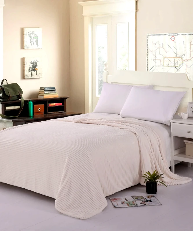 Silk Fashion Κουβέρτα Fleece Με Sherpa Silk Fashion Κοτλέ Ivory 100x150
