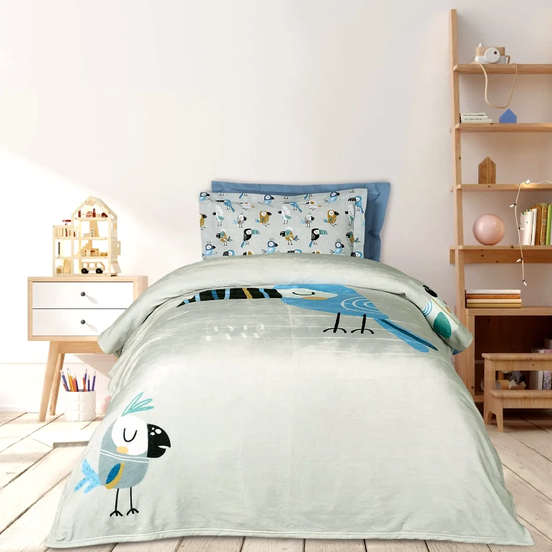 DAS KIDS Κουβέρτα Fleece Μονή Das Home  4914 Grey-Blue-Mint 160x220