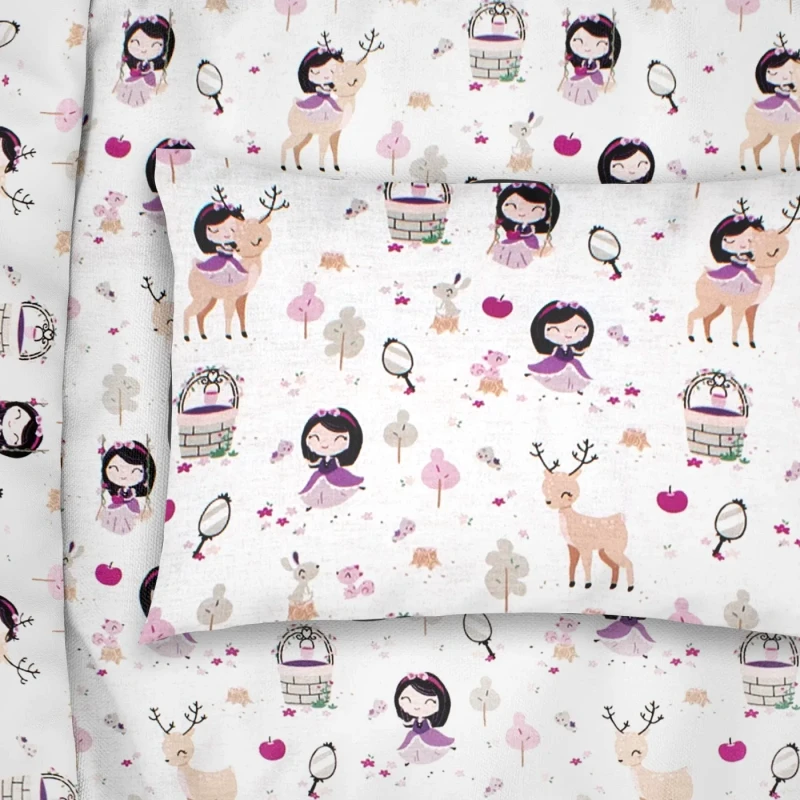 Dimcol Παιδική Μαξιλαροθήκη Dimcol Lily & Deer 179 White-Pink 50x70