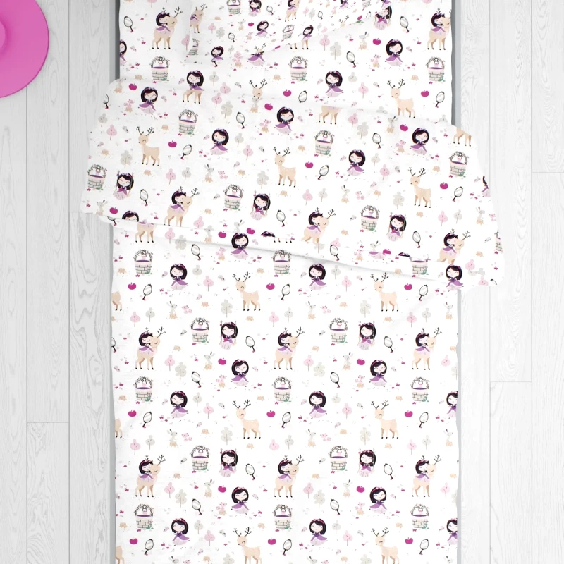 Dimcol Παιδική Παπλωματοθήκη Μονή Dimcol Lily & Deer 179 White-Pink 160x240