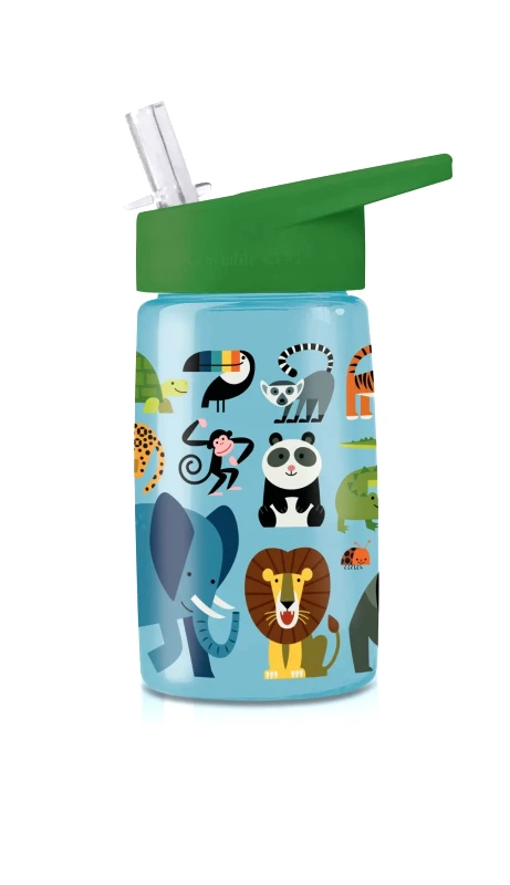 Crocodile Creek Παγούρι με Καλαμάκι Crocodile Creek Tritan Ζώα της Ζούγκλας 450ml BER-3810479