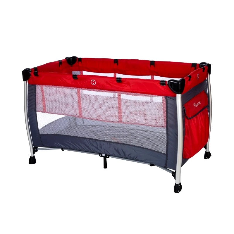 Baby Adventure Παρκοκρέβατο Baby Adventure Holiday Aluminium Red/Grey BR72244