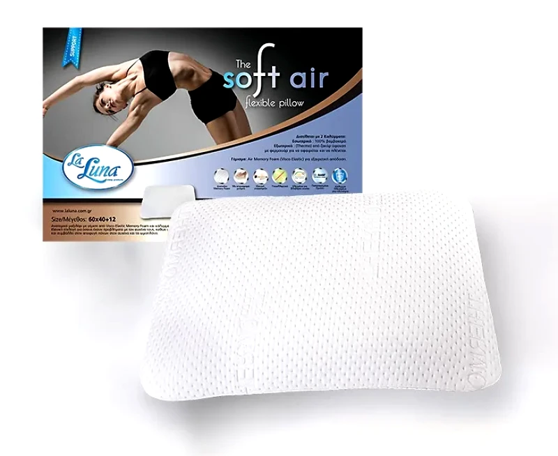 Laluna Μαξιλάρι Ανατομικό Μέτριο La Luna The Soft Air Flexible Memory Foam Pillow 60x40x12