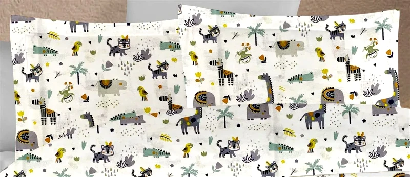 Dimcol Βρεφική Μαξιλαροθήκη Dimcol Zoo 557 35X45 White-Grey