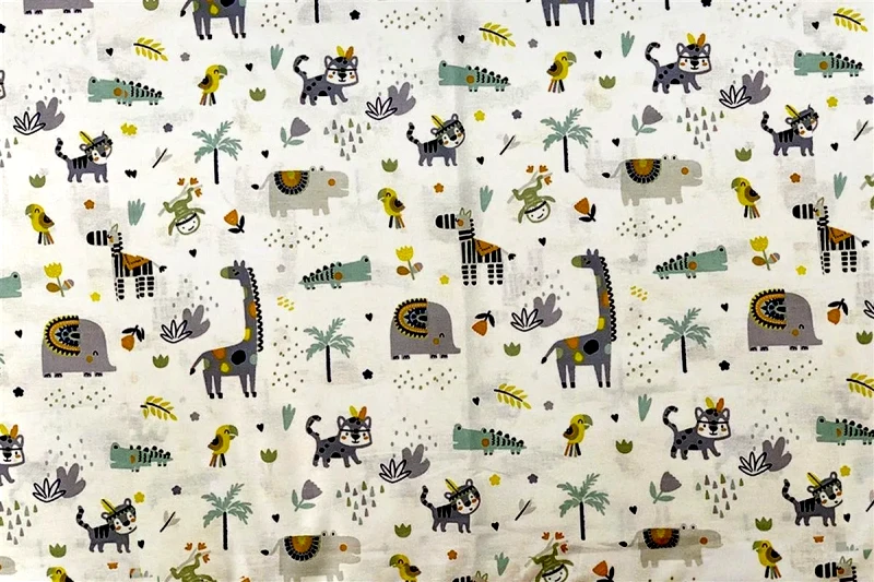 Dimcol Σεντόνι Λίκνου Dimcol Zoo 557 80X110 White-Grey 100% Cotton