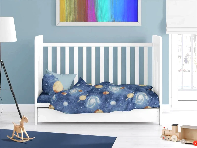 Dimcol Παπλωματοθήκη Εμπριμέ bebe Milky Way 185 120x160 Blue