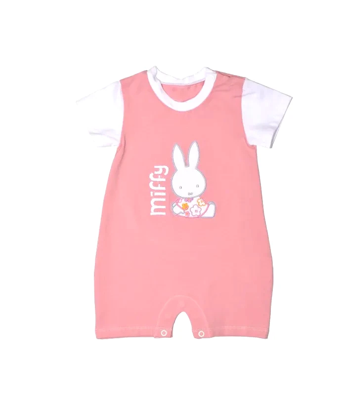 Baby Oliver Miffy Des.16 Φορμάκι Καλοκαιρινό Ροζ Μεσαίο Με Κέντημα 9-12 Mηνών/74 Cm