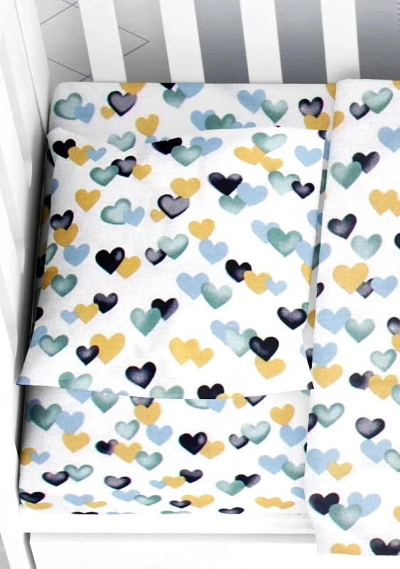 Dimcol Βρεφική Μαξιλαροθήκη Dimcol Hearts 11 Grey-Green 35x45