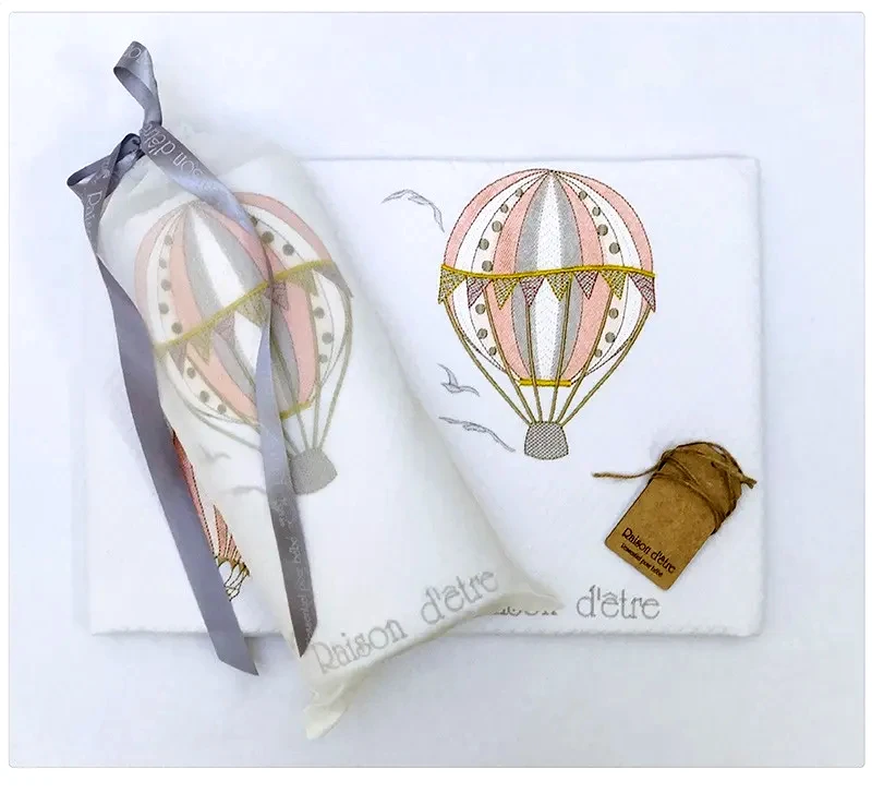 Raison D' Etre Κουβέρτα Πικέ Κούνιας Raison D’Etre Hot Air Balloon Λιλά 120x160