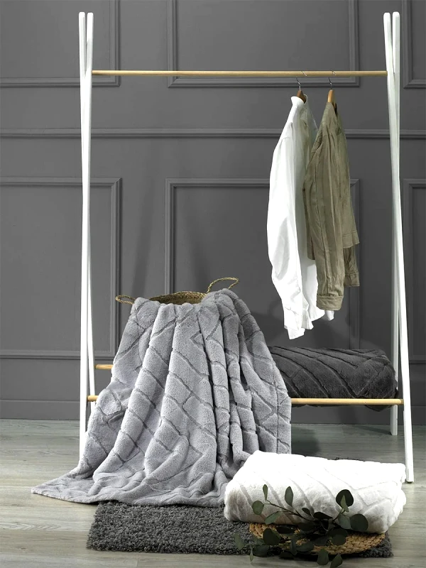 Morven Σετ Γούνινη Κουβέρτα Υπέρδιπλη Morven Kaplan K08 Γκρι 230x250