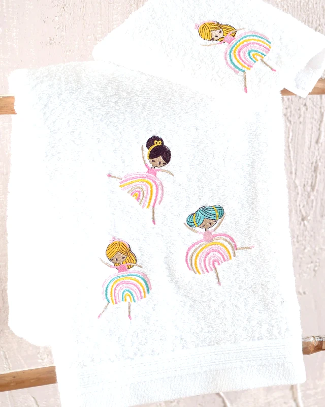 Rythmos Σετ Παιδικές Πετσέτες 2 Τεμαχίων Rythmos Rainbow Girls 30x50,70x140