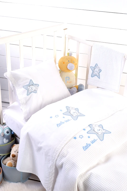 Rythmos Κουβέρτα Πικέ Αγκαλιάς Rythmos Astro Σιελ 80x90