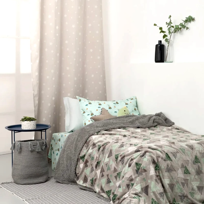 Palamaiki Παιδική Κουβέρτα Fleece Φωσφοριζέ με Sherpa Μονή Palamaiki Blake Grey 160x220