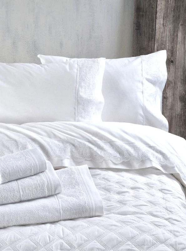 Rythmos Σετ Σεντόνια Υπέρδιπλα 4 Τεμαχίων Rythmos Anika Λευκό 230x260