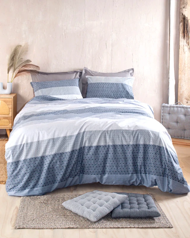 Rythmos Σετ Σεντόνια Υπέρδιπλα 4 Τεμαχίων Rythmos Robin Μπλε 230x260