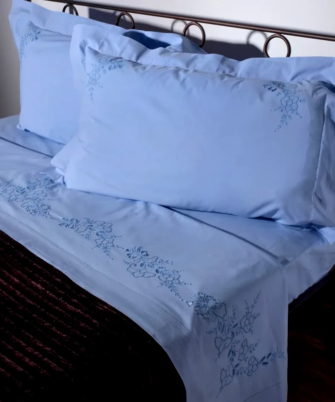 Silk Fashion Σετ Σεντόνια Χειροποίητα Υπέρδιπλα 4 Τεμαχίων Silk Fashion NJ01 Σιέλ 225x270