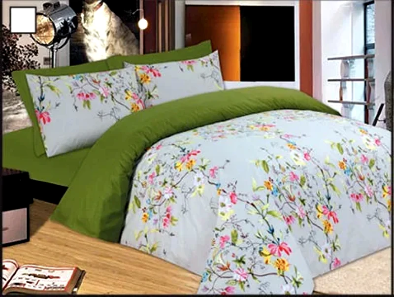 Le Blanc Σετ Σεντόνια Μονά με Λάστιχο 3 Τεμαχίων Le Blanc Premium Flowers Green 100x200+33