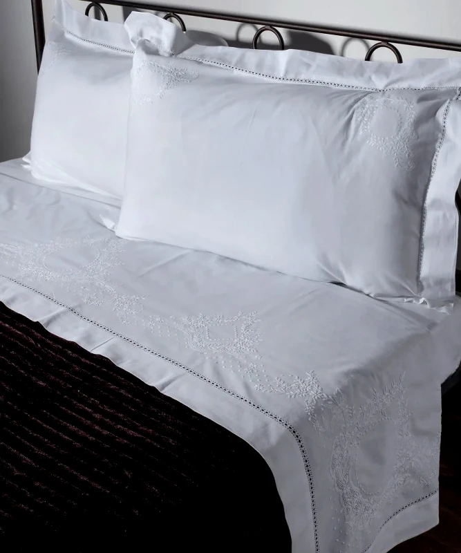 Silk Fashion Σετ Σεντόνια Χειροποίητα Υπέρδιπλα 4 Τεμαχίων Silk Fashion 624 Λευκό 225x270