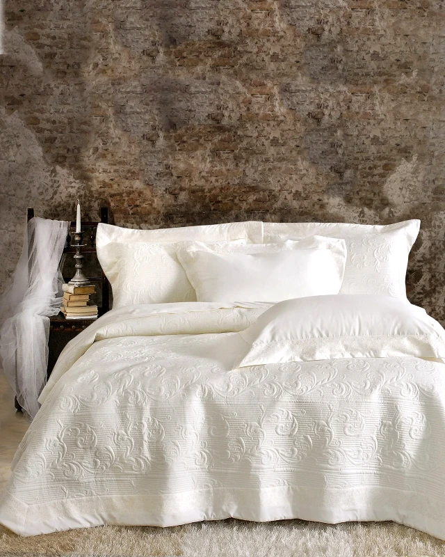 Rythmos Σετ Κουβερλί Υπέρδιπλο 7 Τεμαχίων Rythmos Krispa Εκρού