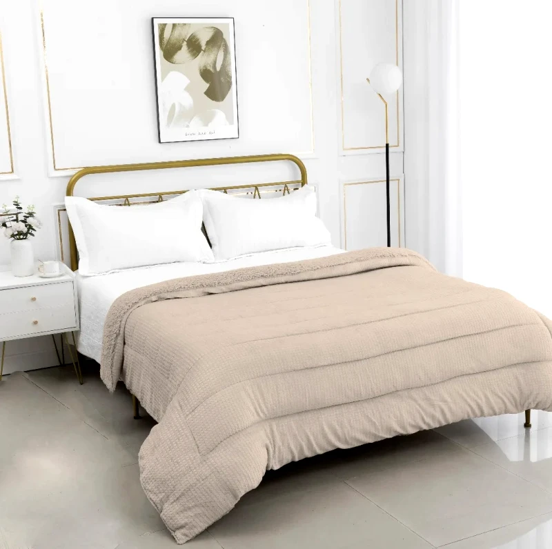 Silk Fashion Κουβέρτα με Sherpa Υπέρδιπλη Silk Fashion Damask Camel 220x240