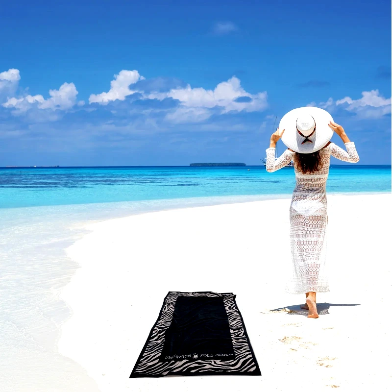 Greenwich Polo Club Πετσέτα Θαλάσσης Greenwich Polo Club 90x170 3884 Λευκό- Μαύρο