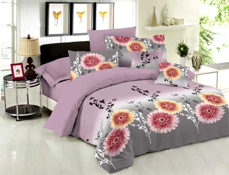 Le Blanc Σετ Πάπλωμα Le Blanc Premium Cotton 100% Chrysanthemum Lilac Υπέρδιπλο 220x240