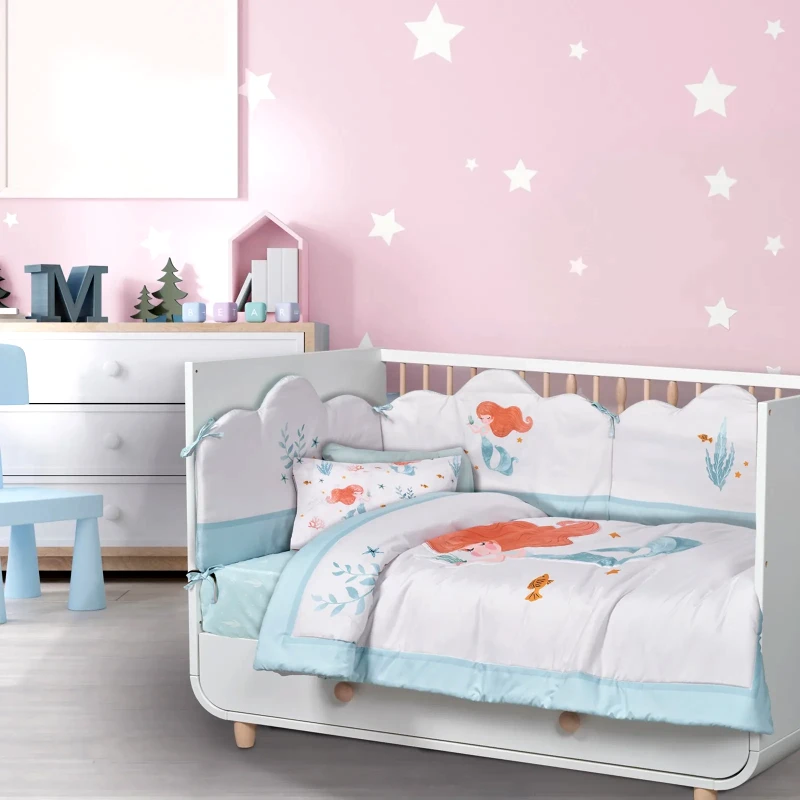 DAS BABY Πάντα Κούνιας Das Baby Fun Digital Print 4876 Λιλά- Μέντα- Ροζ 45x195