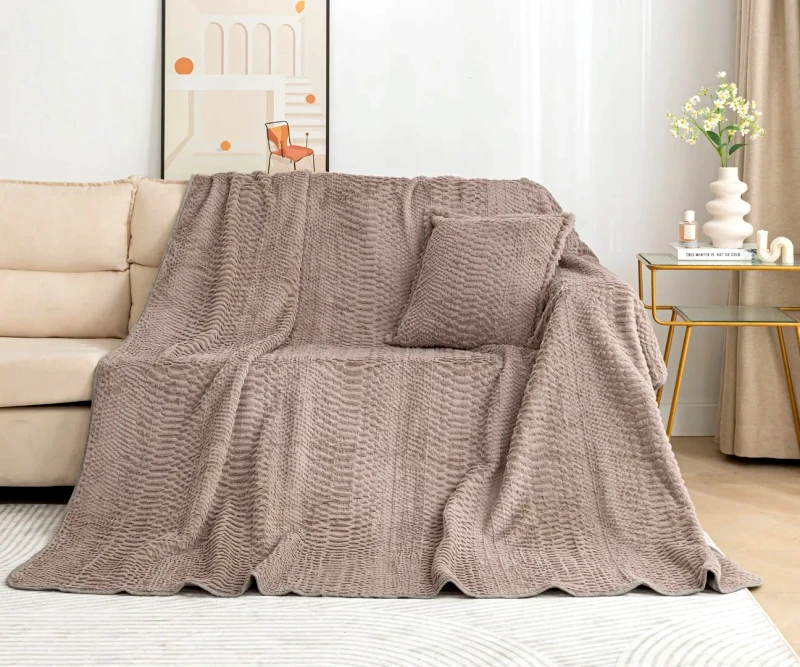 Silk Fashion Ριχτάρι Τριθέσιου Silk Fashion NX201 Beige 180x320