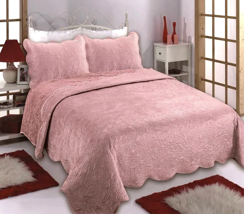 Silk Fashion Σετ Κουβέρτα Βελούδο Υπέρδιπλη 3 Τεμαχίων Silk Fashion NX2211 Pink 220x240