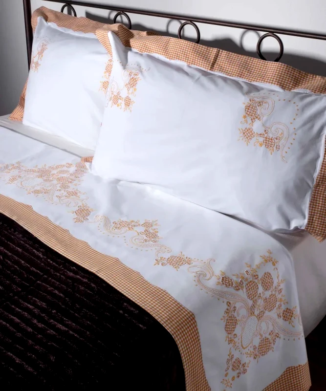 Silk Fashion Σετ Σεντόνια Χειροποίητα Υπέρδιπλα 3 Τεμαχίων Silk Fashion 644-1 Καφέ 225x270