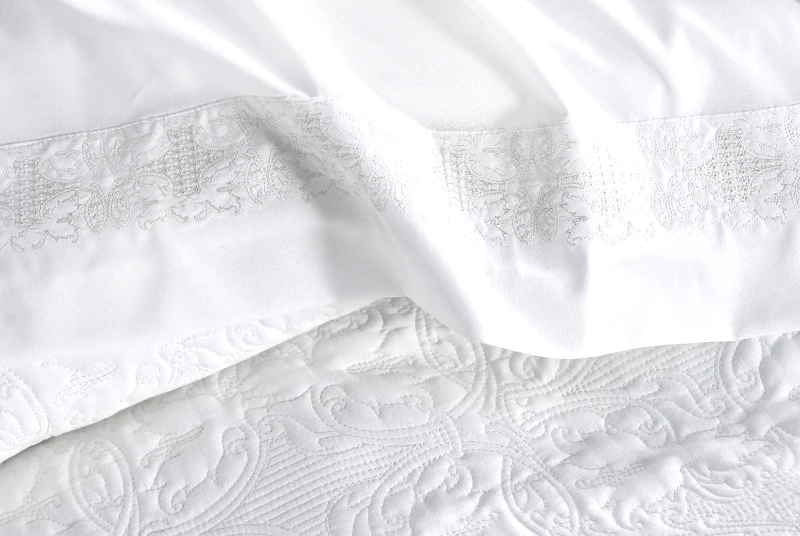 Rythmos Σετ Κουβερλί και Σεντόνια Υπέρδιπλα 7 Τεμαχίων Rythmos Irina Λευκό