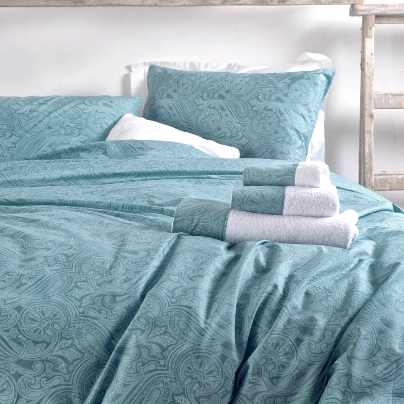 Rythmos Σετ Παπλωματοθήκη Υπέρδιπλη 3 Τεμαχίων Rythmos Charisma Τυρκουάζ 225x250