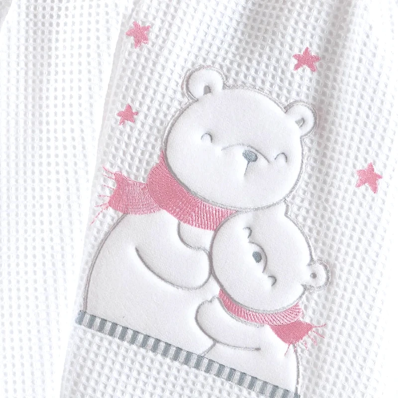 Rythmos Κουβέρτα Πικέ Κούνιας Rythmos Snowball Ροζ 120x150