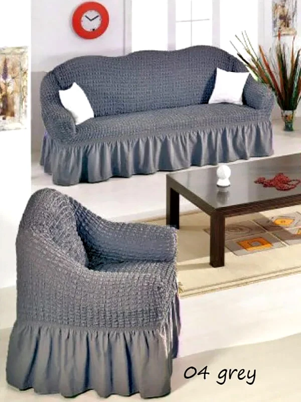 anesis Σετ Ελαστικά Καλύμματα 3 Τεμαχίων Σαλονιού Anesis 04 Grey Γκοφρέ