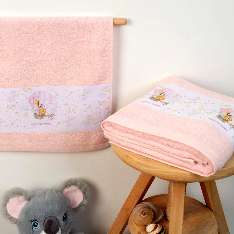 Dimcol Σετ Βρεφικές Πετσέτες 2 Τεμαχίων Dimcol Balloon 65 Ροζ 30x50 και 70x140