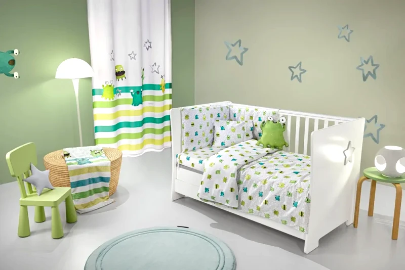 Saint Clair Σετ Σεντόνια Κούνιας 3 Τεμαχίων Saint Clair Monsters Lime 115x170