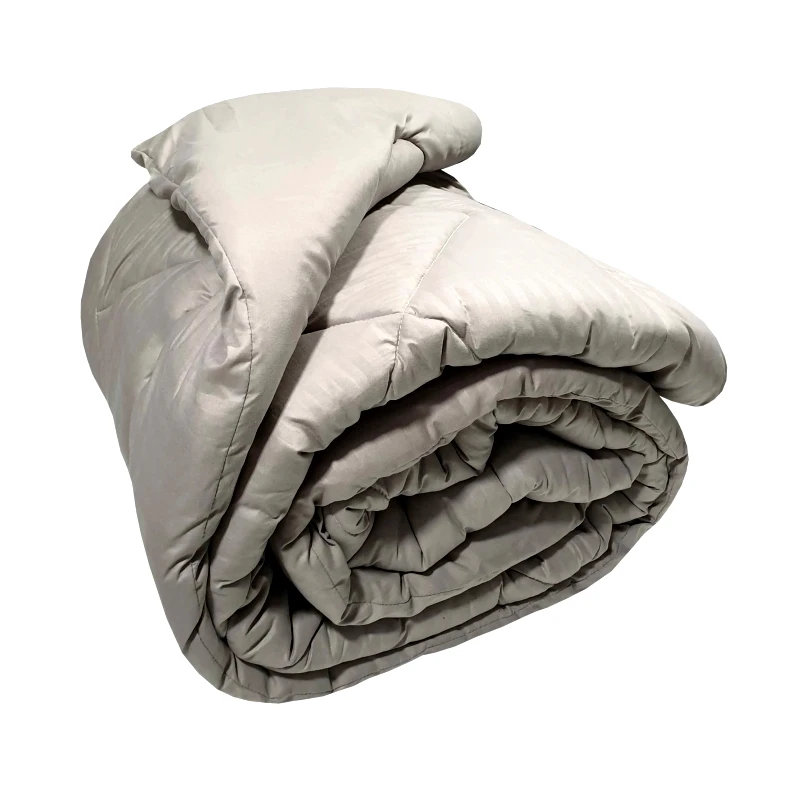 ΚΟΜΒΟΣ Πάπλωμα Μικροϊνών Stripe ΚΟΜΒΟΣ Beige Satin Stripe - Beige Plain Υπέρδιπλο 220x240