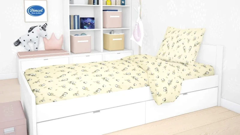 Dimcol Παπλωματοθήκη Φανελένια Μονή Dimcol Birds 16 160Χ240 Ecru