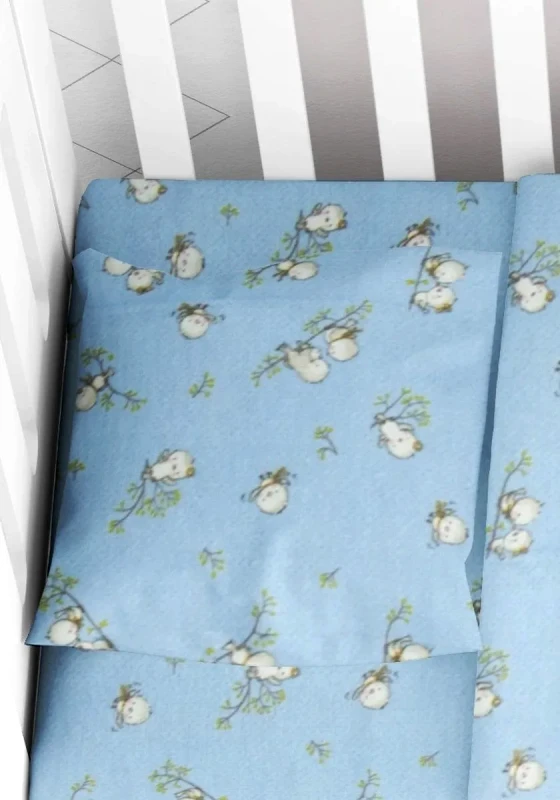 Dimcol Βρεφική Μαξιλαροθήκη Φανελένια Dimcol Birds 14 35Χ45 Sky Blue