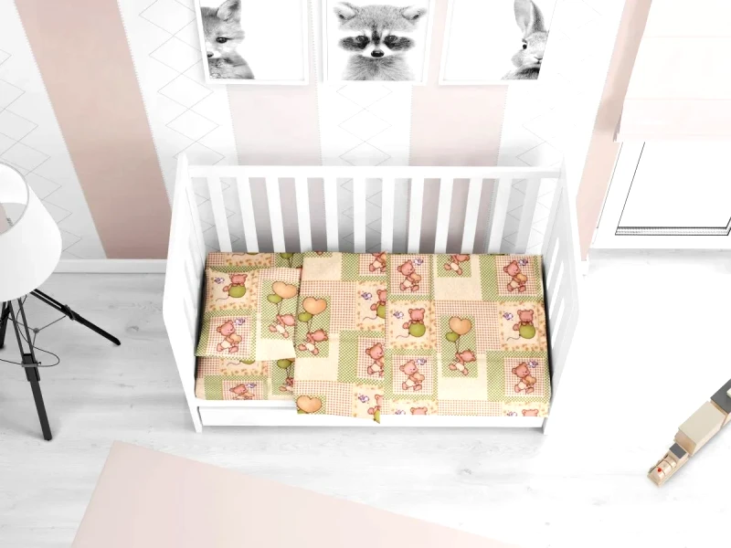 Dimcol Σεντόνι Κούνιας Φανελένιο με Λάστιχο Dimcol Baloon 76 Beige 70x140+15