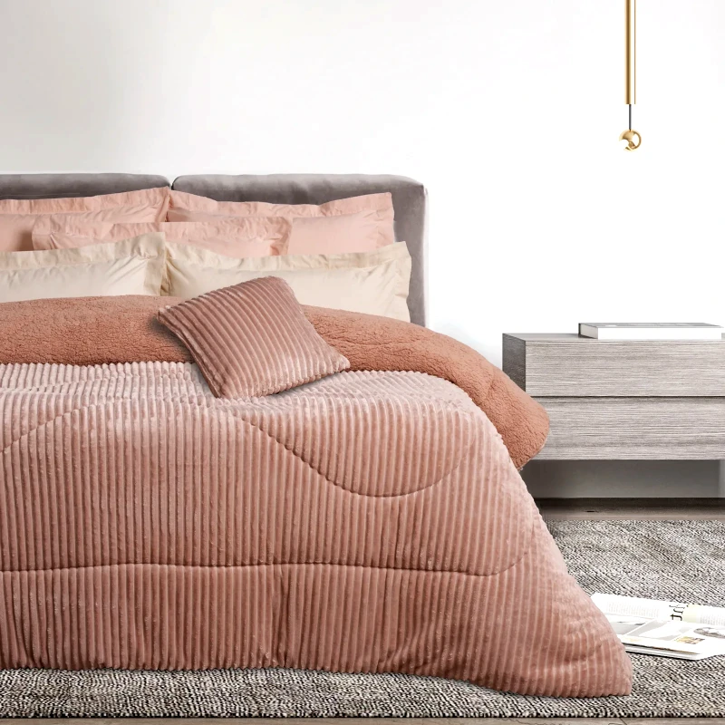 Das Home Κουβερτοπάπλωμα Μονό με Γούνα Sherpa Das Home 1363 Nude 160x220