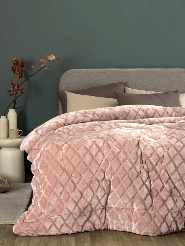 Palamaiki Κουβερτοπάπλωμα King Size με Γούνα Sherpa Palamaiki Nadine/5 Pink 240x260