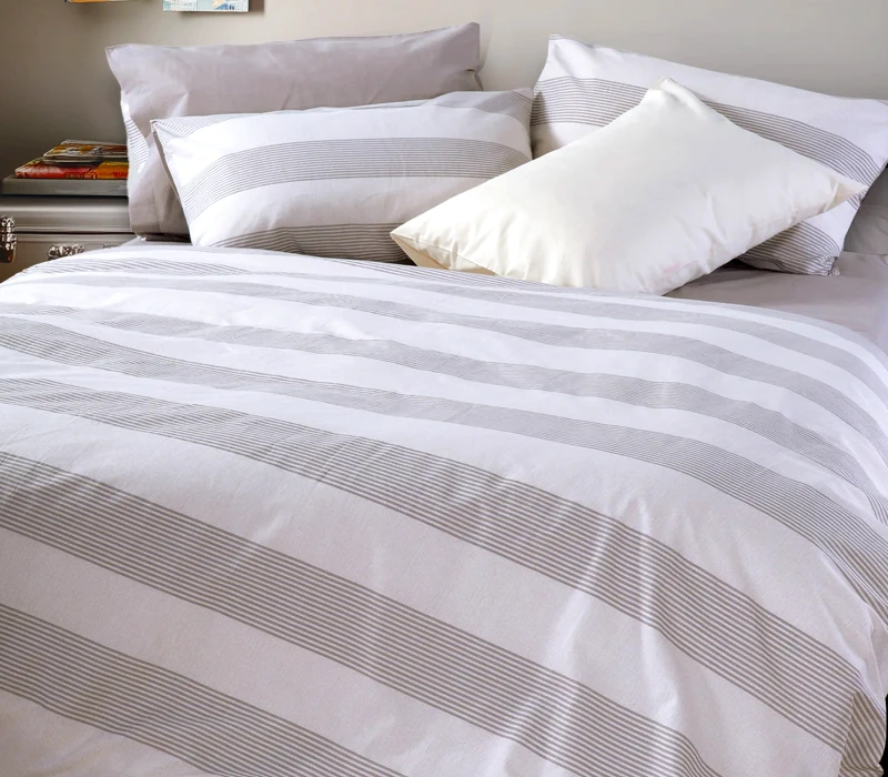 Nef - Nef Σετ Παπλωματοθήκη Μονή 2 Τεμαχίων Nef-Nef Casual Stripe Ecru 170x240