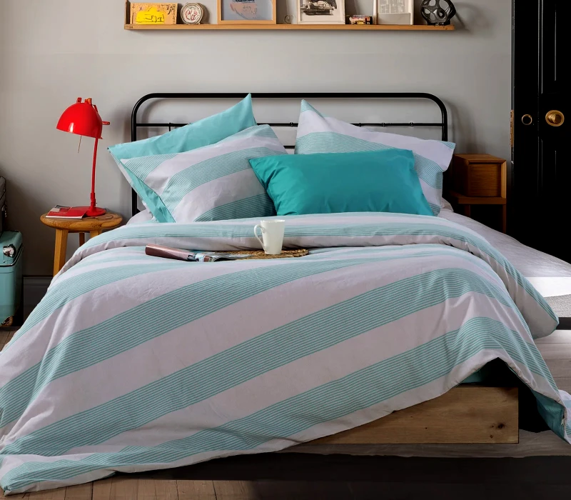 Nef - Nef Σετ Παπλωματοθήκη Μονή 2 Τεμαχίων Nef-Nef Casual Stripe Petrol 170x240