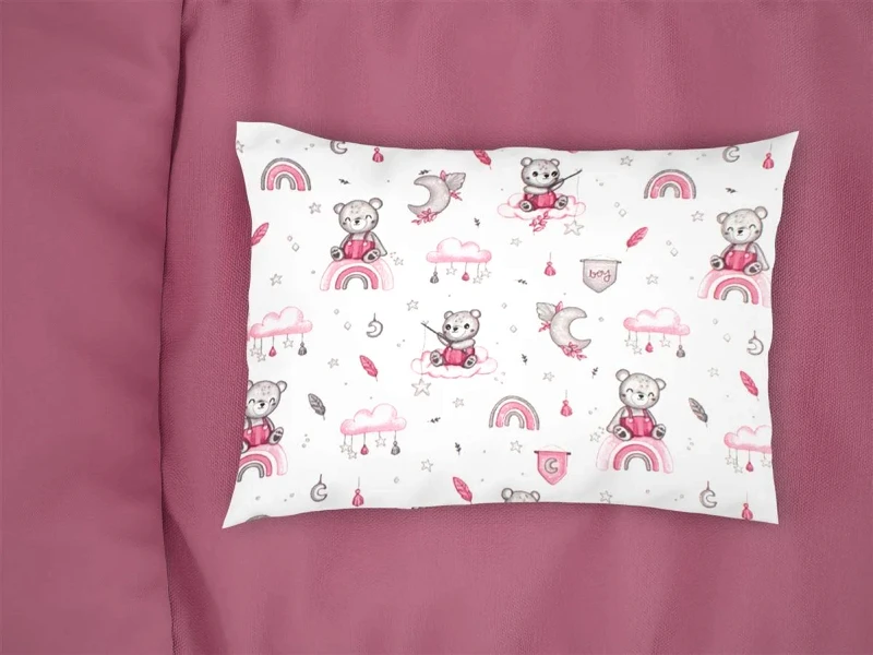 Dimcol Βρεφική Μαξιλαροθήκη Dimcol Cloudy Bear 582 35x45 White-Pink