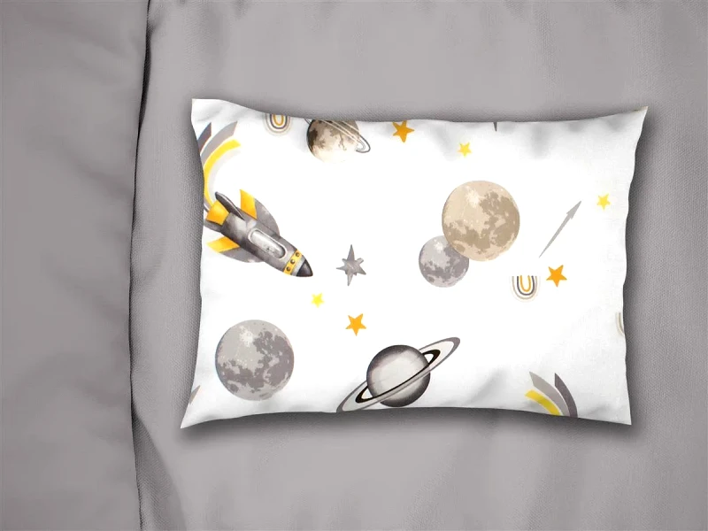 Dimcol Παιδική Μαξιλαροθήκη Dimcol Space Mission 183 50x70 White-Grey