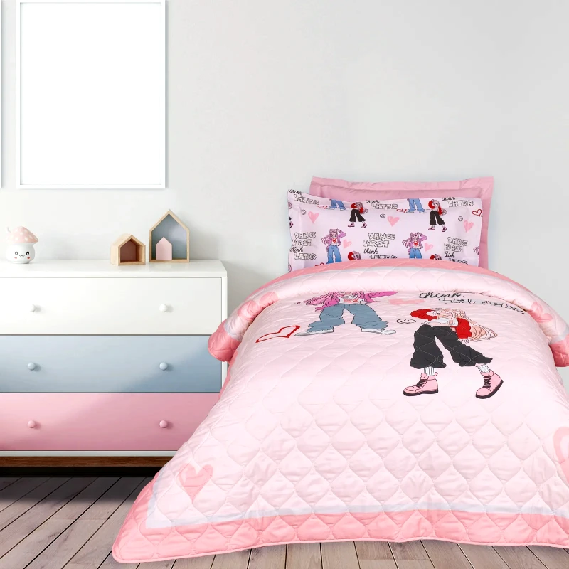 DAS KIDS Παιδικό Κουβερλί Μονό Das Home 4940 Grey- Pink 160x220