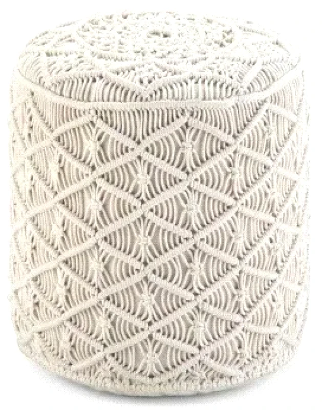 ΚΟΜΒΟΣ Πουφ Macrame ΚΟΜΒΟΣ Cotton 100% με εσωτερικη γέμιση Thermocol Sheet 40x40x40 Natural